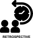 retrospective, team, meeting, flashback, reflection, evaluation solid glyph icon Royalty Free Stock Photo