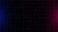 Retrowave blue pink gradient laser grid on starry space background with side lights.