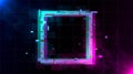 Retrowave Glitch Square with sparkling and blue and purple glows with smoke.