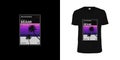 Retrowave Miami VHS cassette. Stylish t-shirt and apparel retro design like VHS cassette with palm trees silhouettes