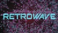 Retrowave music style banner. Square pattern with VHS or TV glitch