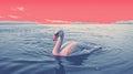 Retrowave Swan: A Detailed Wildlife Landscape With Richly Colored Skies