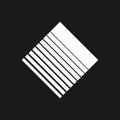 Retrowave, synthwave stripe rhombus 1980s style. Black and white rectangle shape retrowave design element. Flat rhombus