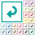 Return arrow flat color icons with quadrant frames