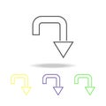 return arrow multicolored icons. Thin line icon for website design and app development. Premium colored web icon with shadow on wh Royalty Free Stock Photo