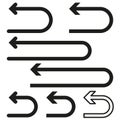 Return arrows set. Direction indicators collection. Undo symbols design. Vector illustration. EPS 10.