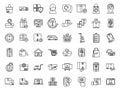 Return of goods icons set outline vector. Agreement certificate