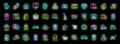 Return of goods icons set vector neon Royalty Free Stock Photo