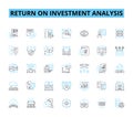 Return on investment analysis linear icons set. Profitability, Capital, Ratio, Efficiency, Return, Growth, Inventory