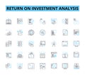 Return on investment analysis linear icons set. Profitability, Capital, Ratio, Efficiency, Return, Growth, Inventory