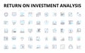 Return on investment analysis linear icons set. Profitability, Capital, Ratio, Efficiency, Return, Growth, Inventory