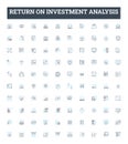 Return on investment analysis vector line icons set. ROI, Analysis, Return, Investment, Financial, Profitability, Cost
