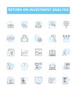 Return on investment analysis vector line icons set. ROI, Analysis, Return, Investment, Financial, Profitability, Cost