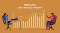 Return on investment banner template illustration. African american businessmen international cooperation. Profit and