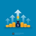 Return on investment of business growth arrow to success concept. Financial performance increasing up vector illustration Royalty Free Stock Photo