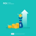 Return on investment design vector illustration. Profit opportunity concept. business growth arrows to success. arrow with dollar