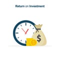 Return on investment. Finance consolidation. long term investment, budget planning, savings account, income growth