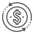 Return on investment line icon, development