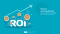 Return on investment, profit opportunity concept. business growth arrows to success. ROI text with success arrow graph chart