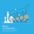 Return on investment ROI concept. business growth arrows to success increase profit. Finance stretching rising up. market
