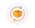 Return parcel icon. Exchange of goods sign. Package tracking symbol. Vector