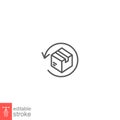 Return parcel icon. Free delivery exchange of goods. Package tracking