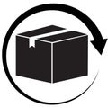 Return parcel icon on white background. package tracking symbol. delivery and free return gifts symbol