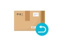 Return parcel order package icon vector or pack box product delivery refund back flat graphic illustration, cancel delivery or
