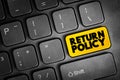 Return Policy text button on keyboard, concept background Royalty Free Stock Photo