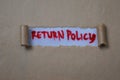 Return Policy Text written in brown torn paper Royalty Free Stock Photo