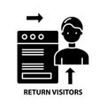 return visitors icon, black vector sign with editable strokes, concept illustration