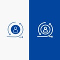 Returning, Visitor, Returning Visitor, Digital Line and Glyph Solid icon Blue banner Line and Glyph Solid icon Blue banner Royalty Free Stock Photo