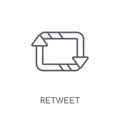 Retweet linear icon. Modern outline Retweet logo concept on whit