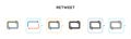 Retweet vector icon in 6 different modern styles. Black, two colored retweet icons designed in filled, outline, line and stroke