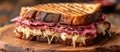 Reuben Sandwich with Cheese and Pastrami Royalty Free Stock Photo