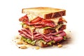 Reuben Sandwich illustration - made with Generative AI tools Royalty Free Stock Photo