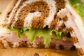 Reuben Sandwich on pumpernickel and rye bread with cookie Royalty Free Stock Photo