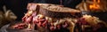 Reuben Sandwich On Stone Rustic Pub Wide Panoramic. Generative AI