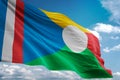 Reunion ARF national flag waving blue sky background realistic 3d illustration