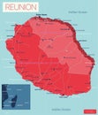 Reunion island detailed editable map