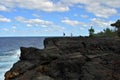 Reunion island seascape, landscape. Black sand, volcanic rocks.