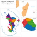 Reunion and Mayotte map Royalty Free Stock Photo