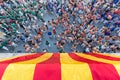 Catalan flag from above in a Castells Performance