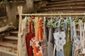 Reusable bags hanging on a clothesline