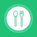 Reusable bamboo cutlery color button icon. Royalty Free Stock Photo