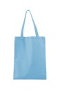 Reusable blue cotton, linen shopping bag isolated on white background. Mockup, template.