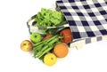 Reusable canvas bag for food and vegetables shopping from supermarket