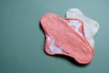 Reusable cloth sanitary menstrual pads. Zero waste period. Feminine washable, eco friendly personal hygiene supplies. Womens