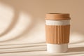 Reusable cup, biodegradable travel plastic coffee mug for take away. Sustainable bamboo eco friendly cup with silicone Royalty Free Stock Photo