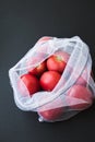 Reusable eco-friendly bag full of fresh seasonal tomatoes